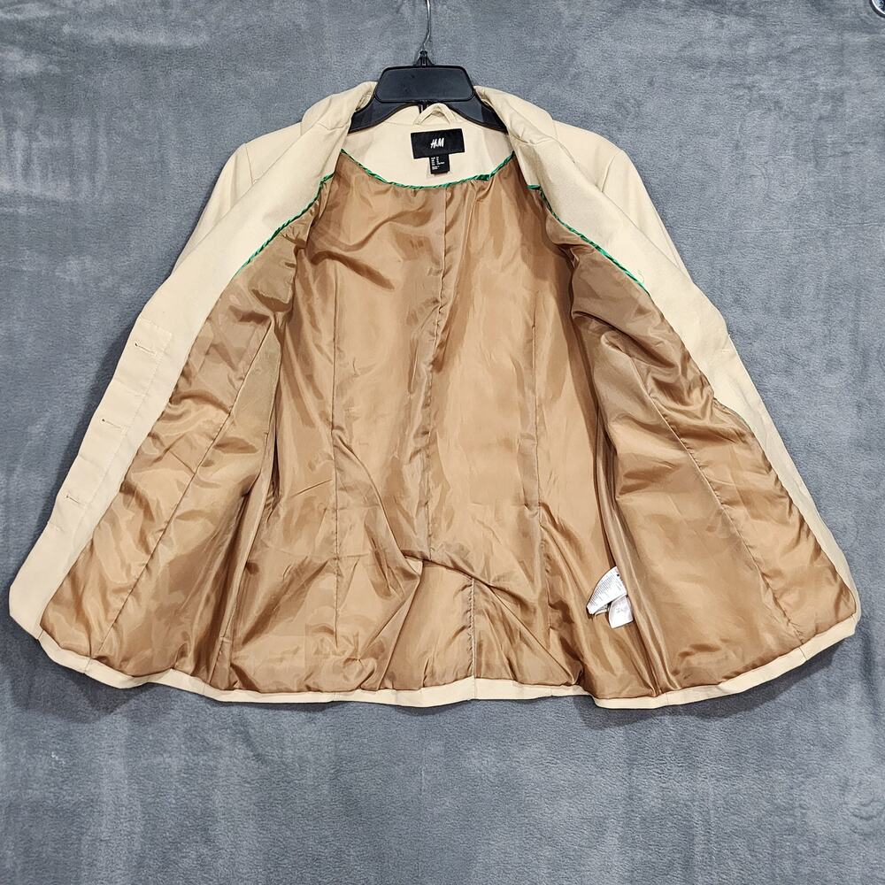 H&M Blazer Jacket Size 12 Beige Button Closure Tan Twill Heavyweight No Belt - Picture 4 of 9